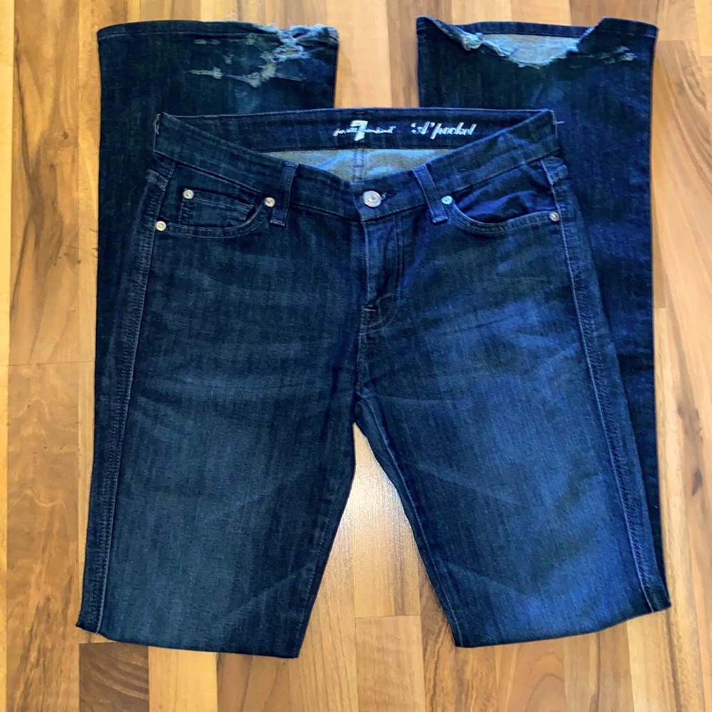 7 For All Mankind Distressed “A” Pocket Dark Wash Size 27 Jeans